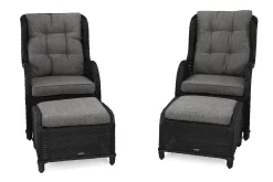 deNoord Balkongmøbler|Balkongsofaer-Marcus Ørelapplenestol med Fotskammel m Pute 2-pk Grey