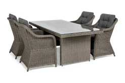 deNoord Spisegrupper Hage-Marcus Spisegruppe 200 + 4 Lenestoler m Pute Beige,Grey