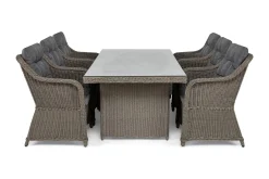 deNoord Spisegrupper Hage|Puteoppbevaring & Møbelbeskyttelse-Marcus Spisegruppe 200 + 6 Lenetoler m Pute Beige,Grey