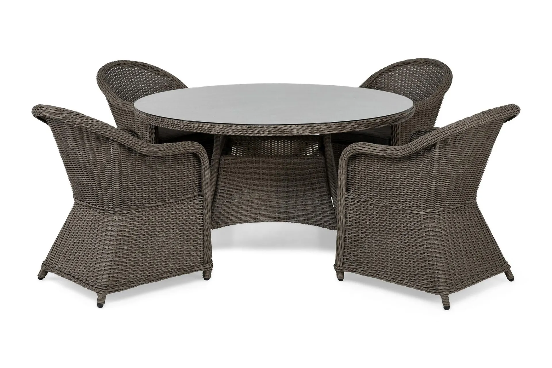 deNoord Marcus Spisegruppe 140 Rund + 4 Light Lenestoler m Pute