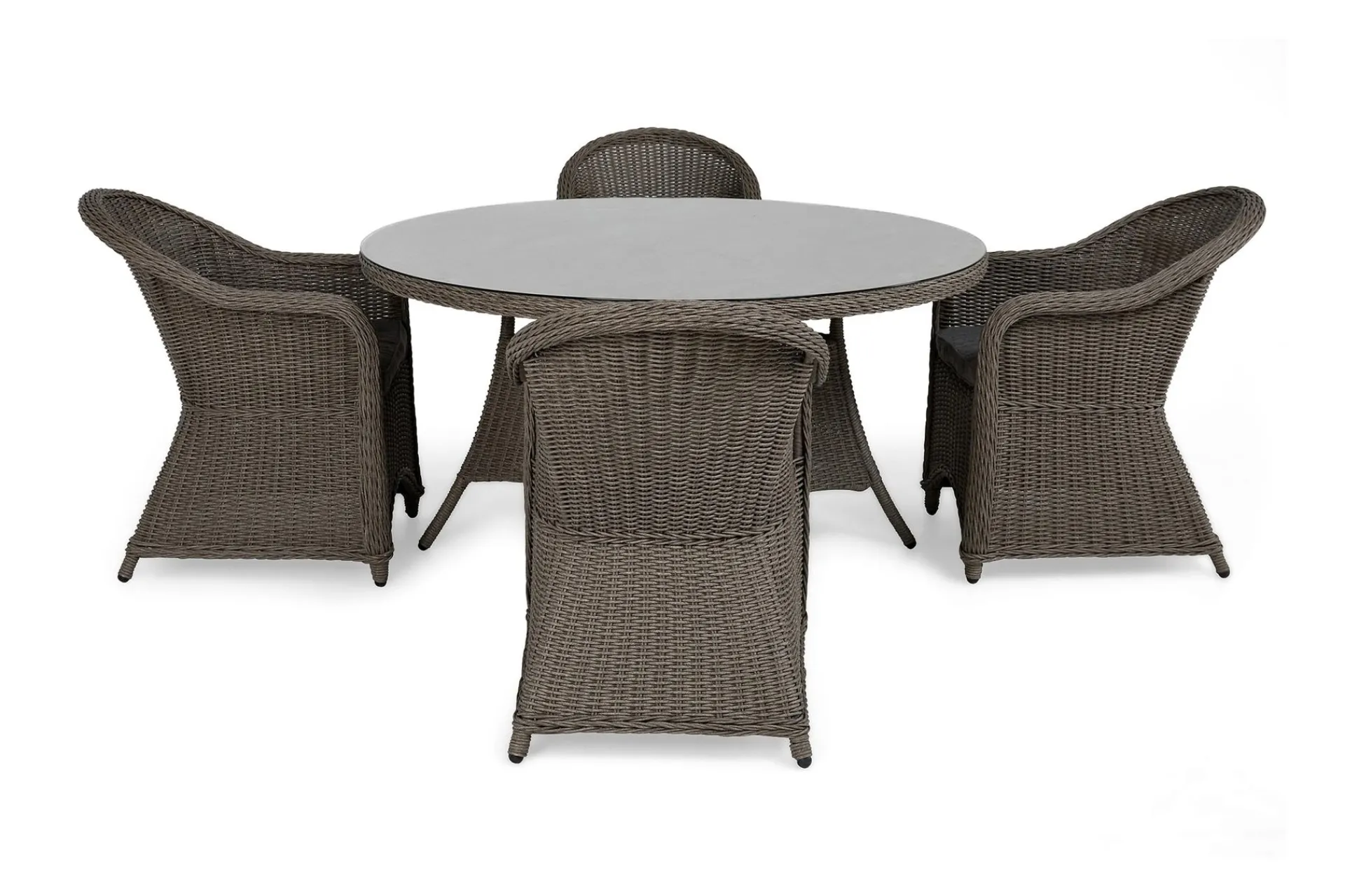 deNoord Marcus Spisegruppe 140 Rund + 4 Light Lenestoler m Pute