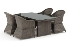 deNoord Marcus utendørs spisegruppe 160x90 cm med 4 Marcus Light utefåtöljer