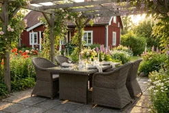 deNoord Marcus utendørs spisegruppe 160x90 cm med 4 Marcus Light utefåtöljer