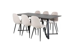 Venture Home Spisegrupper-Marina Spisegruppe 180 cm Rektangulær med 6 Polar Stoler Beige,Svart