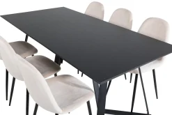 Venture Home Spisegrupper-Marina Spisegruppe 180 cm Rektangulær med 6 Polar Stoler Beige,Svart