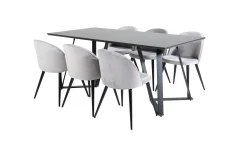 Venture Home Marina Spisegruppe 180 cm Rektangulær med 6 Velvet Stoler