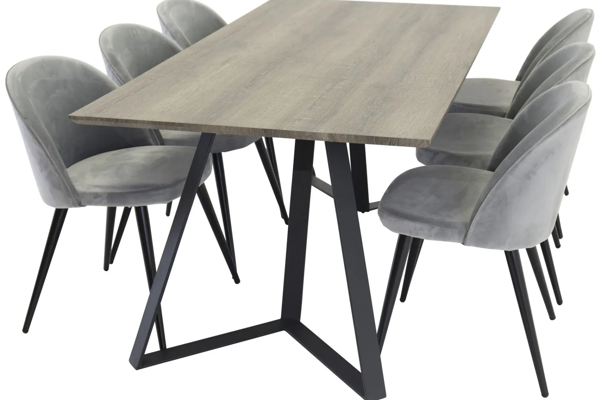 Venture Home Spisegrupper-Marina Spisegruppe 180 cm Rektangulært med 6 Velvet Fløyel Spisestoler Svart,Grey