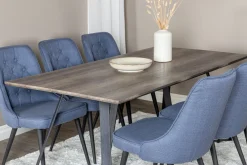 Venture Home Spisegrupper-Marina Spisegruppe 180 cm Rektangulær med 6 Velvet Stoler Svart,Blå,Grey