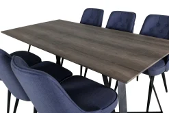 Venture Home Spisegrupper-Marina Spisegruppe 180 cm Rektangulær med 6 Velvet Stoler Svart,Blå,Grey