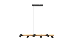 Trio Lighting Kjøkkenlampe|Taklampe-Marley Hengelampe 115 cm 6-deler Mattsvart/Tre Matt svart