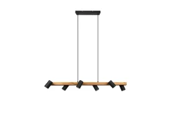 Trio Lighting Kjøkkenlampe|Taklampe-Marley Hengelampe 115 cm 6-deler Mattsvart/Tre Matt svart