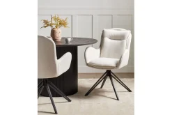 Matsalsstol Beliani Avelar set om 2 Beige-Svart Ljusbeige