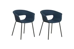 Matsalsstol Beliani Elma set om 2 Blå-Svart Dark blue