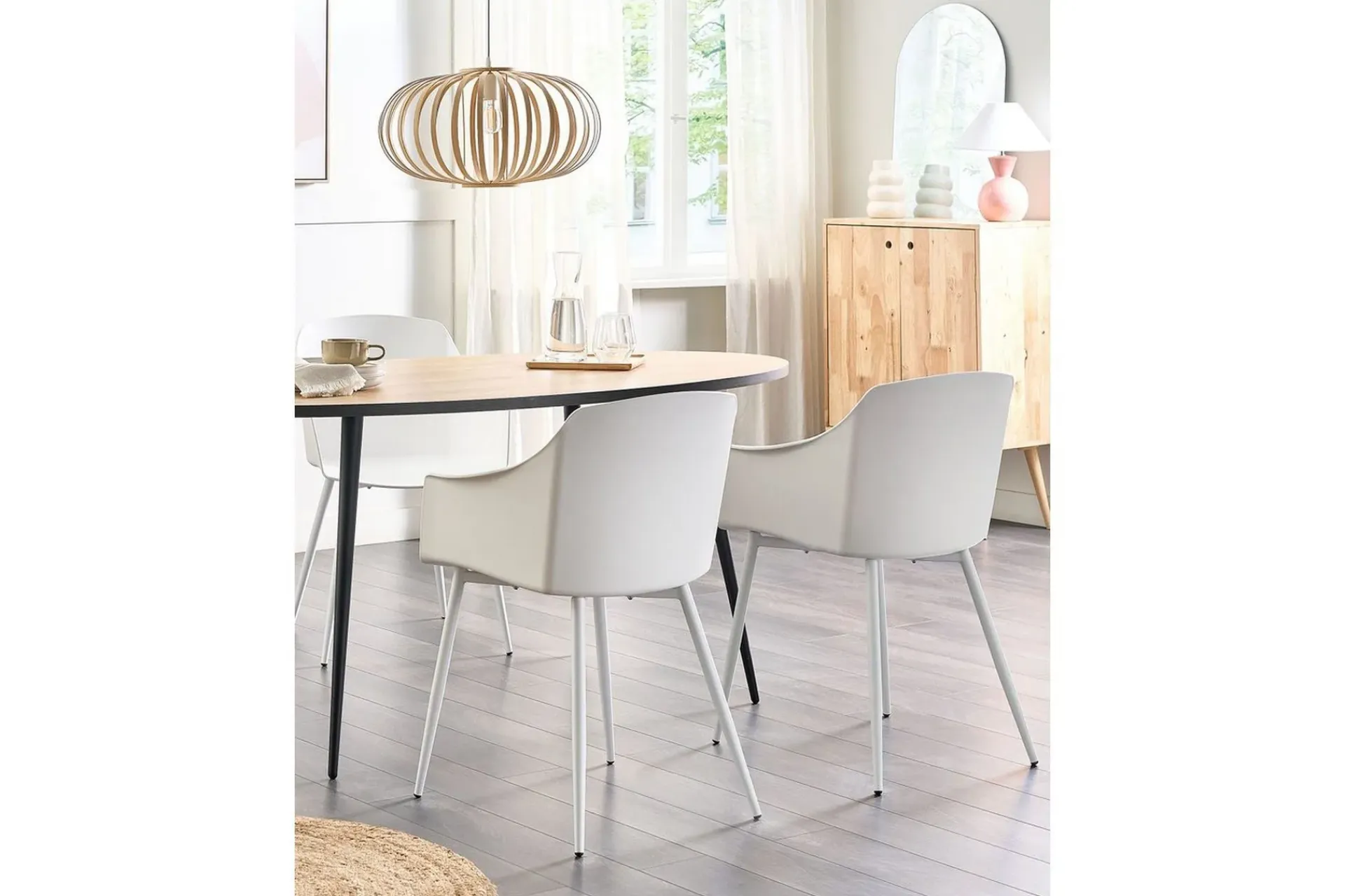 Karmstoler-Matsalsstol Beliani Fonda set om 2 White Hvit