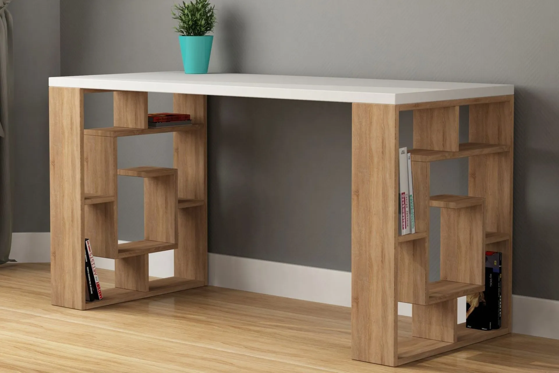 Mazell Skrivebord 140 cm med Oppbevaring Hyller