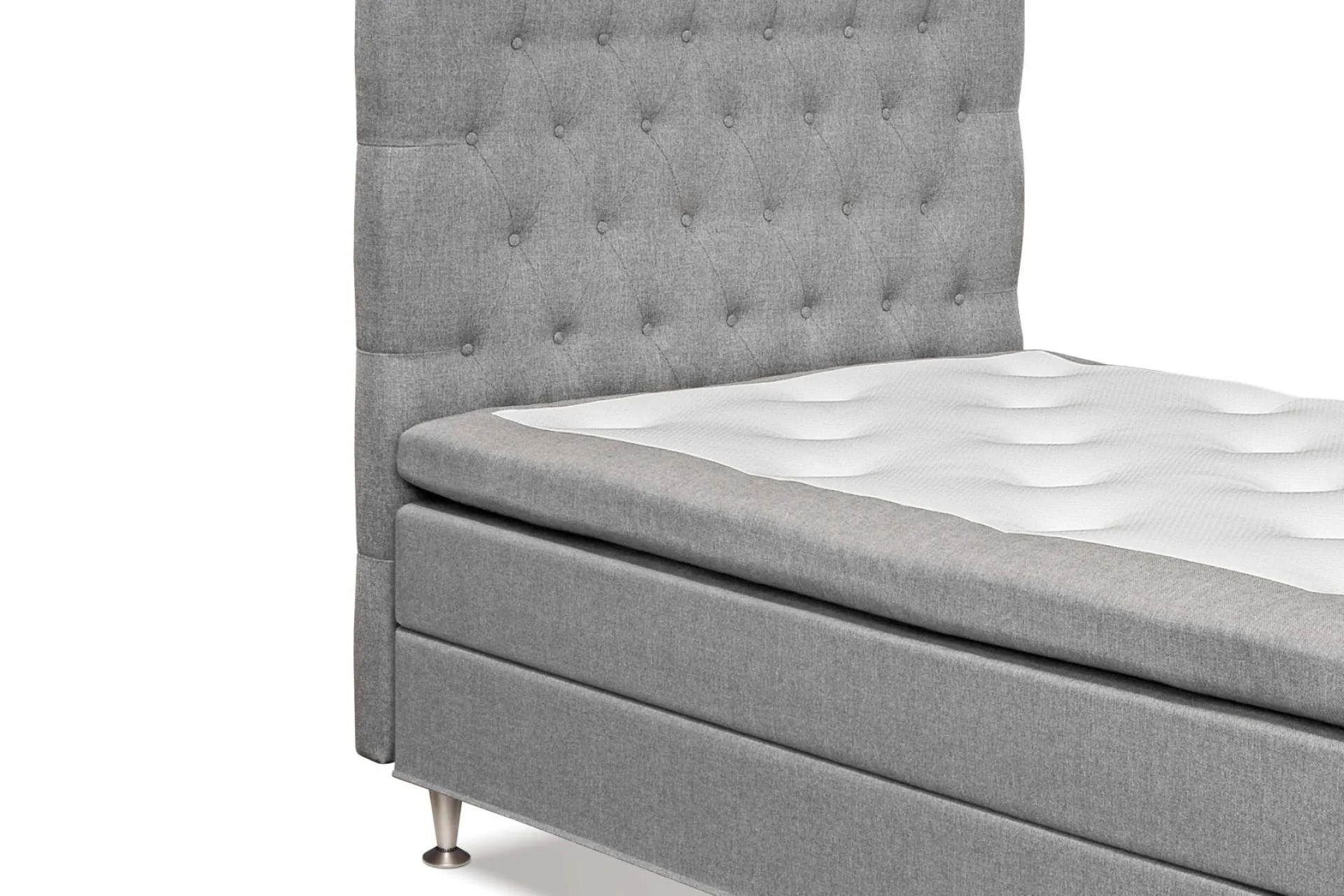 Bedly Kontinentalsenger-Meja Komplett Sengpakke 160x200 cm Dobbeltseng med Sengegavl Lysegrå