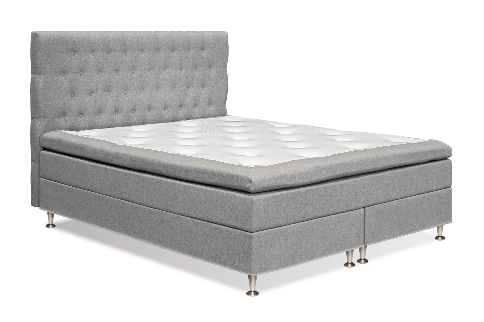 Bedly Kontinentalsenger-Meja Komplett Sengpakke 160x200 cm Dobbeltseng med Sengegavl Lysegrå