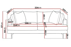 Scandi Days Velour Sofa & Fløyel Sofa-Menard 4-seters Dyp Fløyelssofa Cremehvit