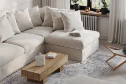 Scandi Days Sofa Med Sjeselong-Menard 4-seters Høyrevendt Dyp L-formet Sjeselongsofa i Stoff Beige