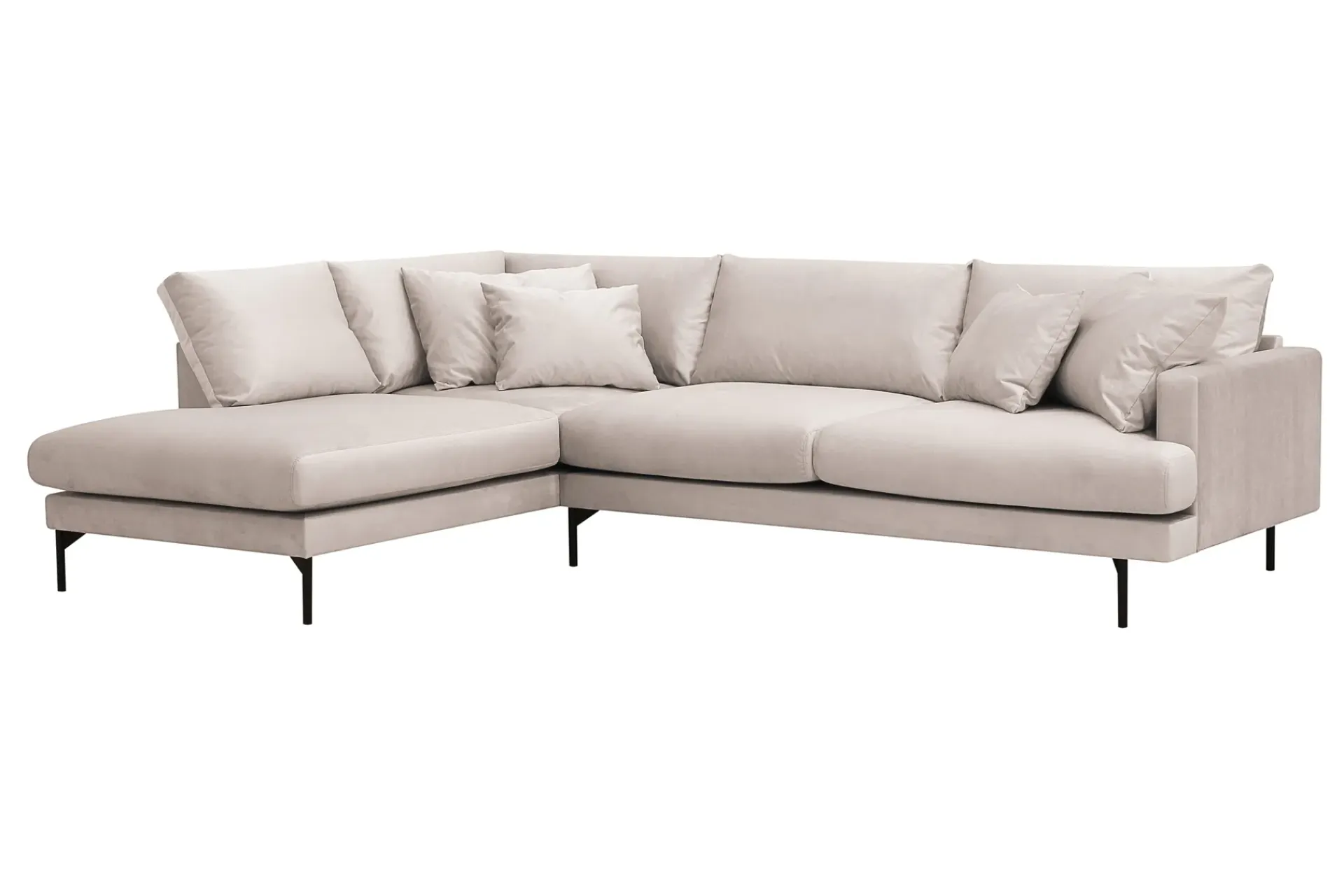 Scandi Days Velour Sofa & Fløyel Sofa-Menard 4-seters Venstrevendt Dyp L-formet Sjeselongsofa i Fløyel Beige
