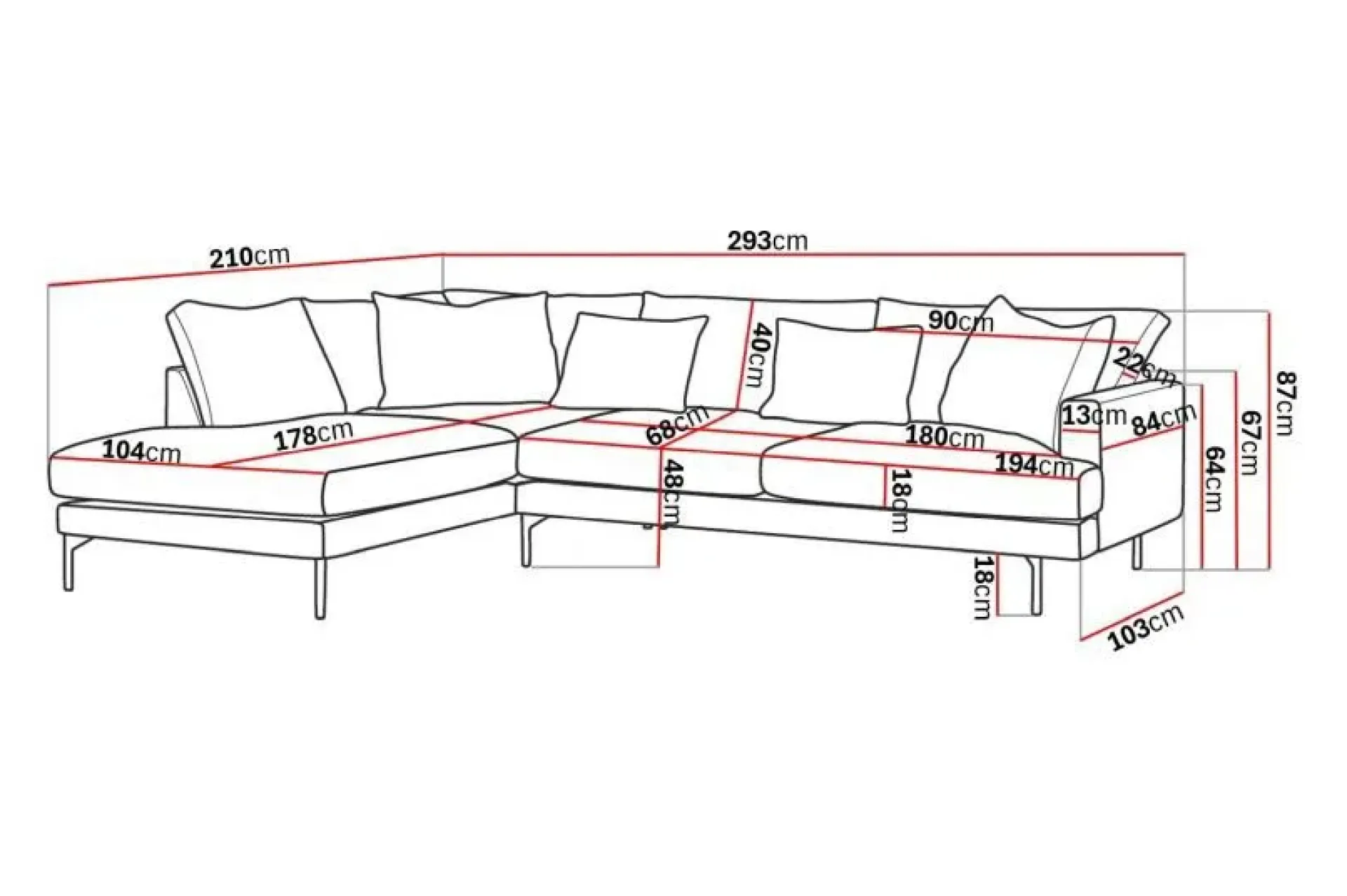 Scandi Days Velour Sofa & Fløyel Sofa-Menard 4-seters Venstrevendt Dyp L-formet Sjeselongsofa i Fløyel Beige