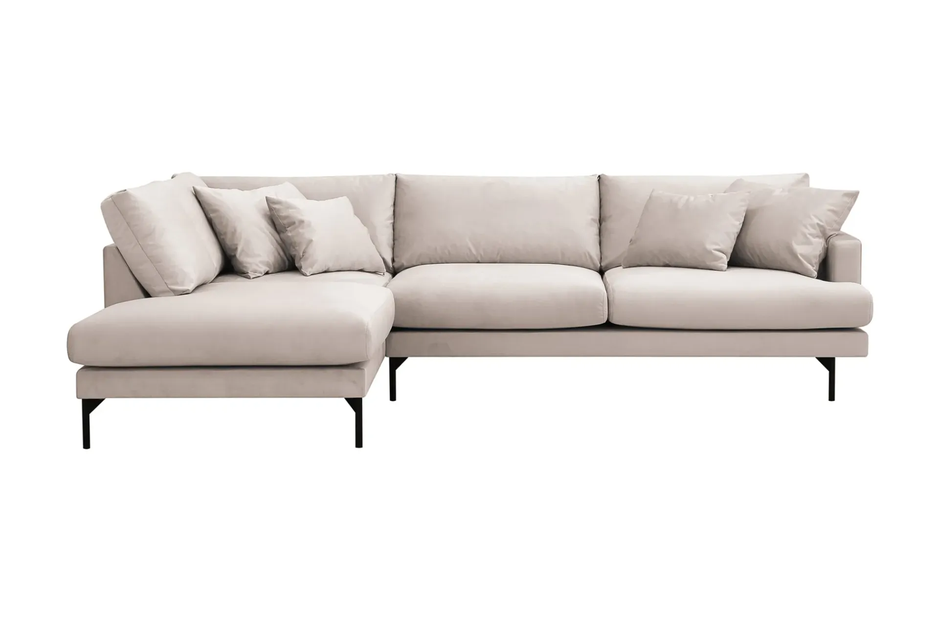 Scandi Days Velour Sofa & Fløyel Sofa-Menard 4-seters Venstrevendt Dyp L-formet Sjeselongsofa i Fløyel Beige