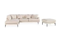 Scandi Days Sofa Med Sjeselong-Menard 4-seters Venstrevendt L-formet Sjeselongsofa + Fotskammel i Manchester Beige