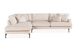 Scandi Days Sofa Med Sjeselong-Menard 4-seters Venstrevendt L-formet Sjeselongsofa + Fotskammel i Manchester Beige