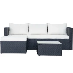 Comfort Garden Mendoza l-formet 4-seters sofagruppe i kunstrotting for altan og terrasse