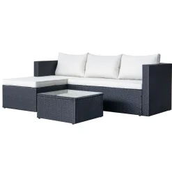 Comfort Garden Mendoza l-formet 4-seters sofagruppe i kunstrotting for altan og terrasse
