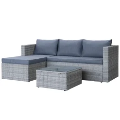 Comfort Garden Mendoza l-formet 4-seters sofagruppe i kunstrotting for altan og terrasse