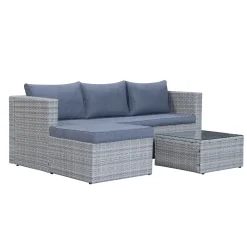 Comfort Garden Mendoza l-formet 4-seters sofagruppe i kunstrotting for altan og terrasse