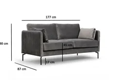 2 Seter Sofa-Mezonzo 2-seter Sofa Grey