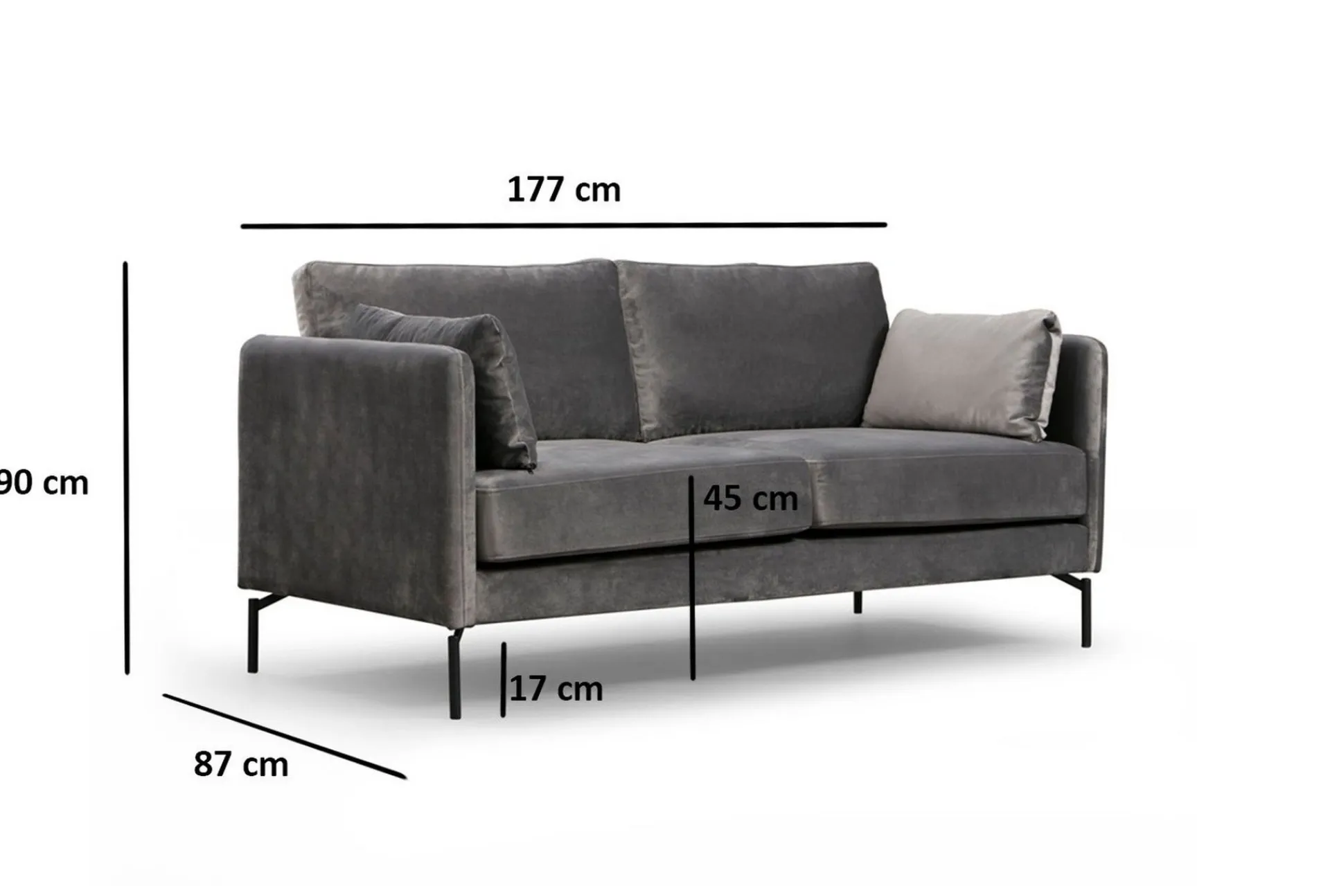 2 Seter Sofa-Mezonzo 2-seter Sofa Grey