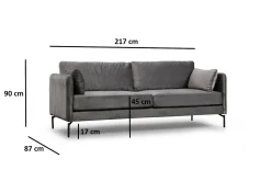 Velour Sofa & Fløyel Sofa-Mezonzo 3-seter Sofa Grey