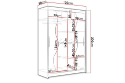 Garderober & Garderobesystem-Miami Garderobe 120x58x200 cm Hvit
