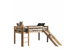 Barneseng & Juniorseng-Middelseng med gardin Pino Birdy lig, lig, Med sklie, Uten tunnel, 3 Natur