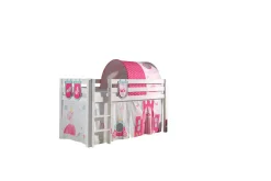 Barneseng & Juniorseng-Middelseng med gardin Pino Princess , , Uten sklie, Prinsesse, 3 Hvit