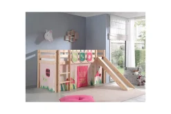 Barneseng & Juniorseng-Middelseng med gardin Pino Spring Naturlig, Naturlig, Med sklie, Uten tunnel, 3 Natural