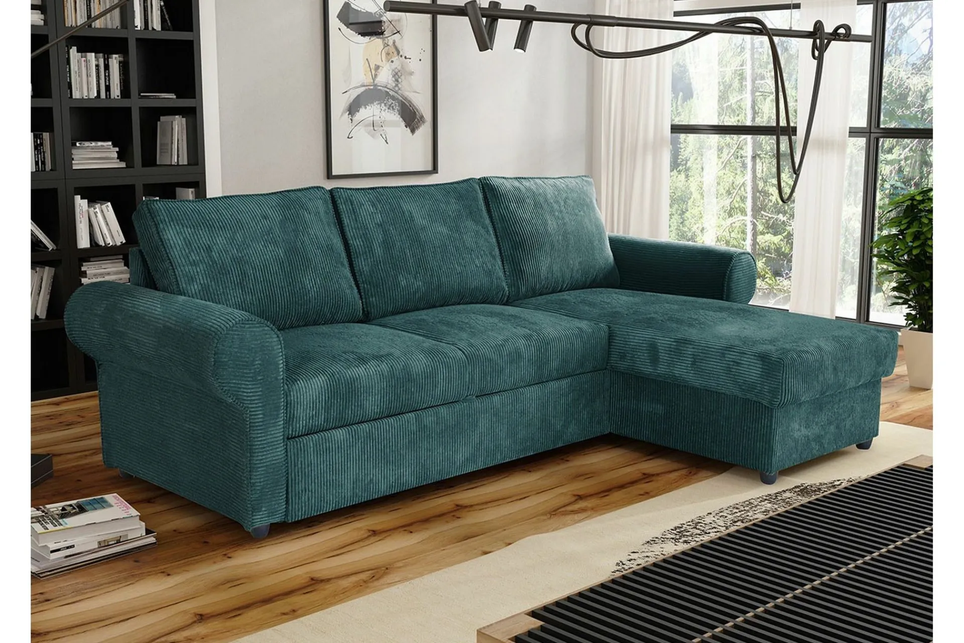 Midfeld 3-sits Hörnbäddsoffa Dark Turquoise