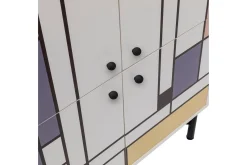 Oppbevaringsskap|Skap-Midia Highboard 95x111 cm Hvit/Brun/Lilla/Gul
