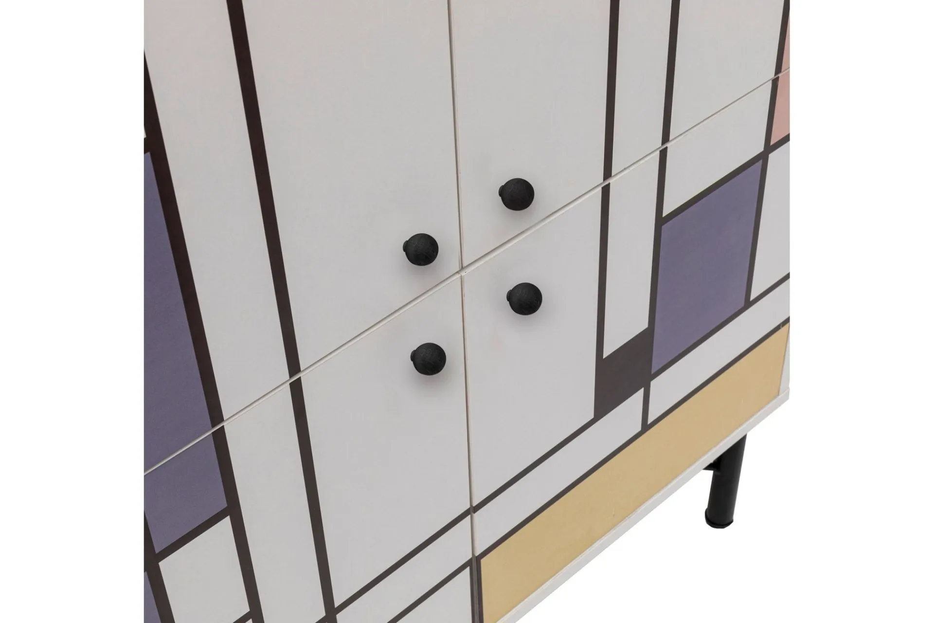 Oppbevaringsskap|Skap-Midia Highboard 95x111 cm Hvit/Brun/Lilla/Gul