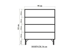 Oppbevaringsskap|Skap-Midia Highboard 95x111 cm Hvit/Brun/Lilla/Gul