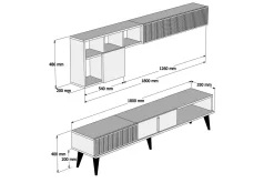 Tv-Møbelsett-Millay TV-møbelsett 180 cm Valnöt,Hvit
