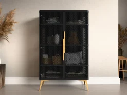 Vitrineskap|Skap-Mireva Vitrineskap 90x145 cm svart, gull