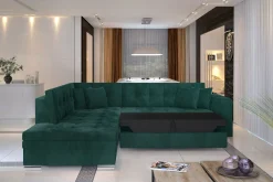 Velour Sofa & Fløyel Sofa-Moclino Hjørnesovesofa Blå,Hvit