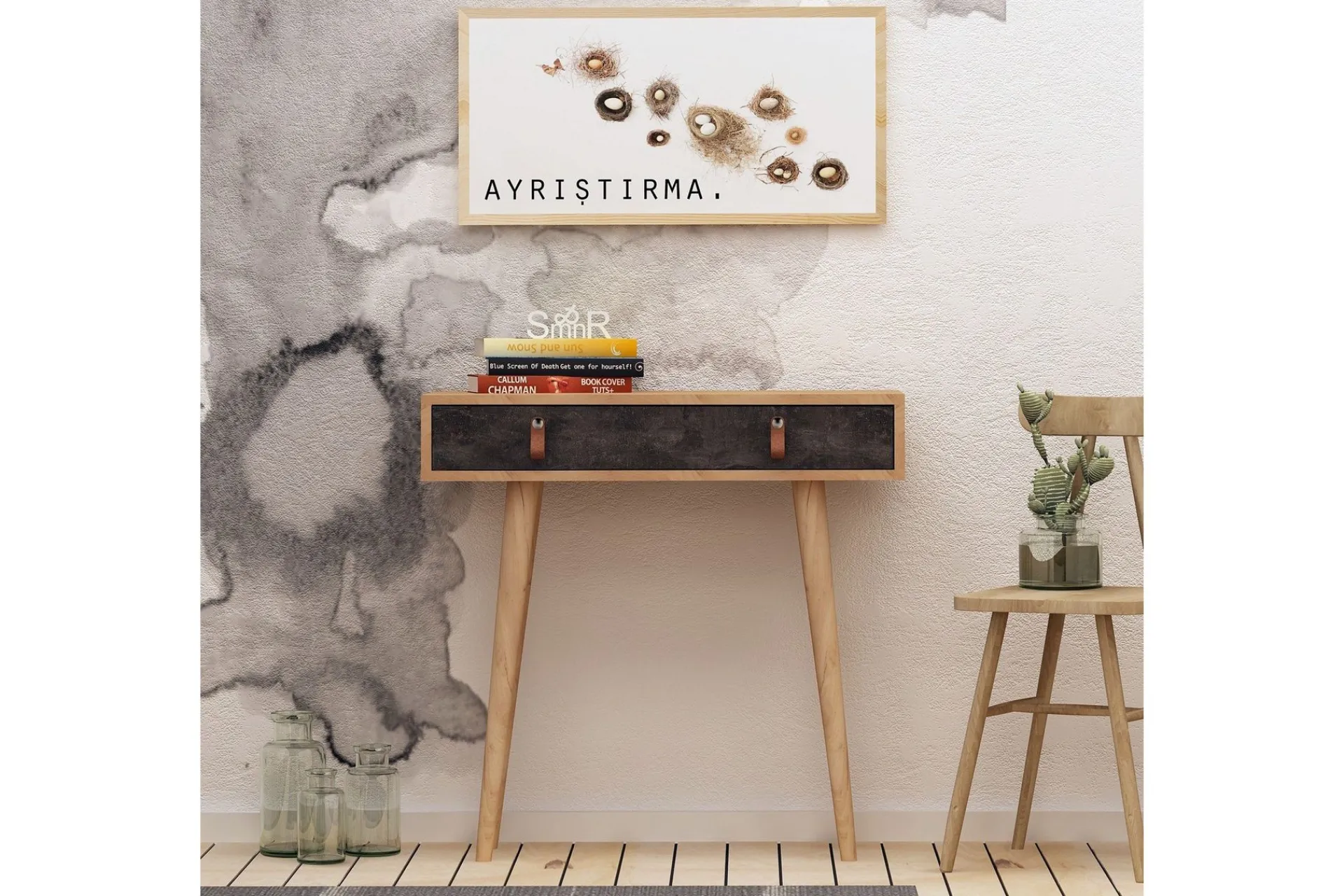 Gangbord|Avlastningsbord-Mod Design Avlastningsbord Lærbeslag Brun,Grey