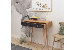 Gangbord|Avlastningsbord-Mod Design Avlastningsbord Lærbeslag Brun,Grey