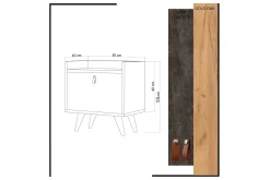 Avlastningsbord-Mod Design Nattbord 50 cm med Oppbevaring Skap Lærbeslag Brun,Grey