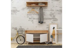 Møbelsett Til Gang & Entre|Møbelsett Til Gang & Entre-Mod Design Skoskap/Hattehylle Brun,Hvit